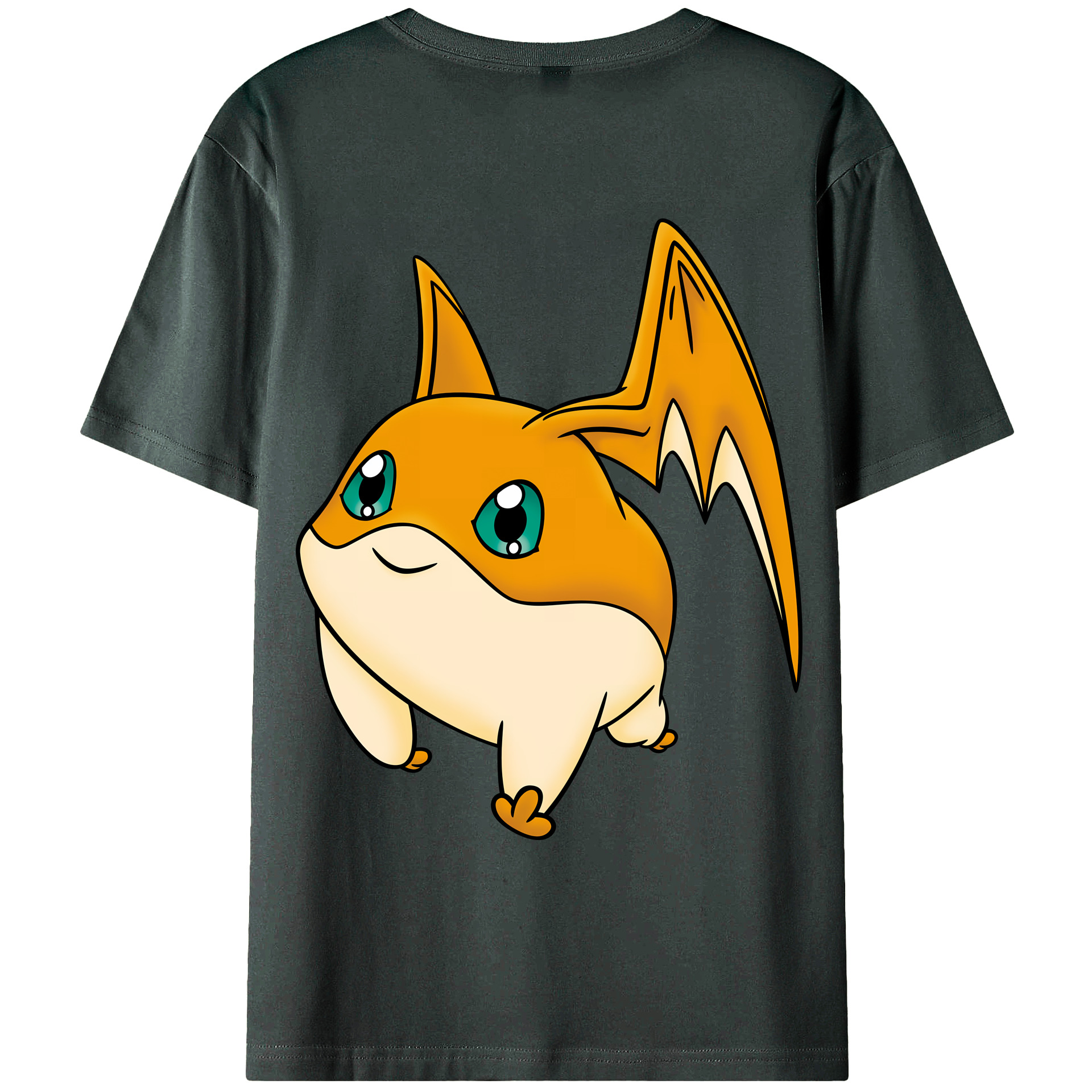 （画像用） Digimon デジタルモンスター/デジモン 綿100％ メンズ半袖Tシャツ（バックプリント） 通気性
